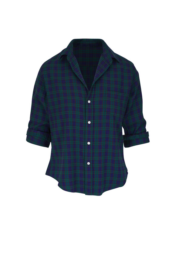 Frank & Eileen Barry Navy & Green Plaid Tailored Button Down