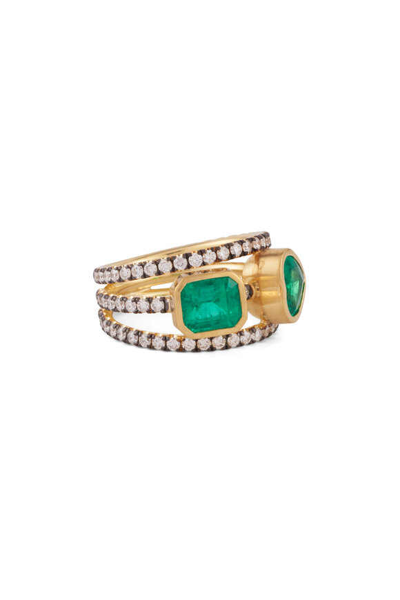 Sylva & Cie - Double Emerald & Diamond Ring
