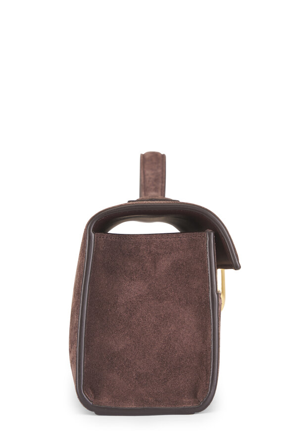 Savette Slim Symmetry Pochette Coffee Suede Top Handle Bag - view 6