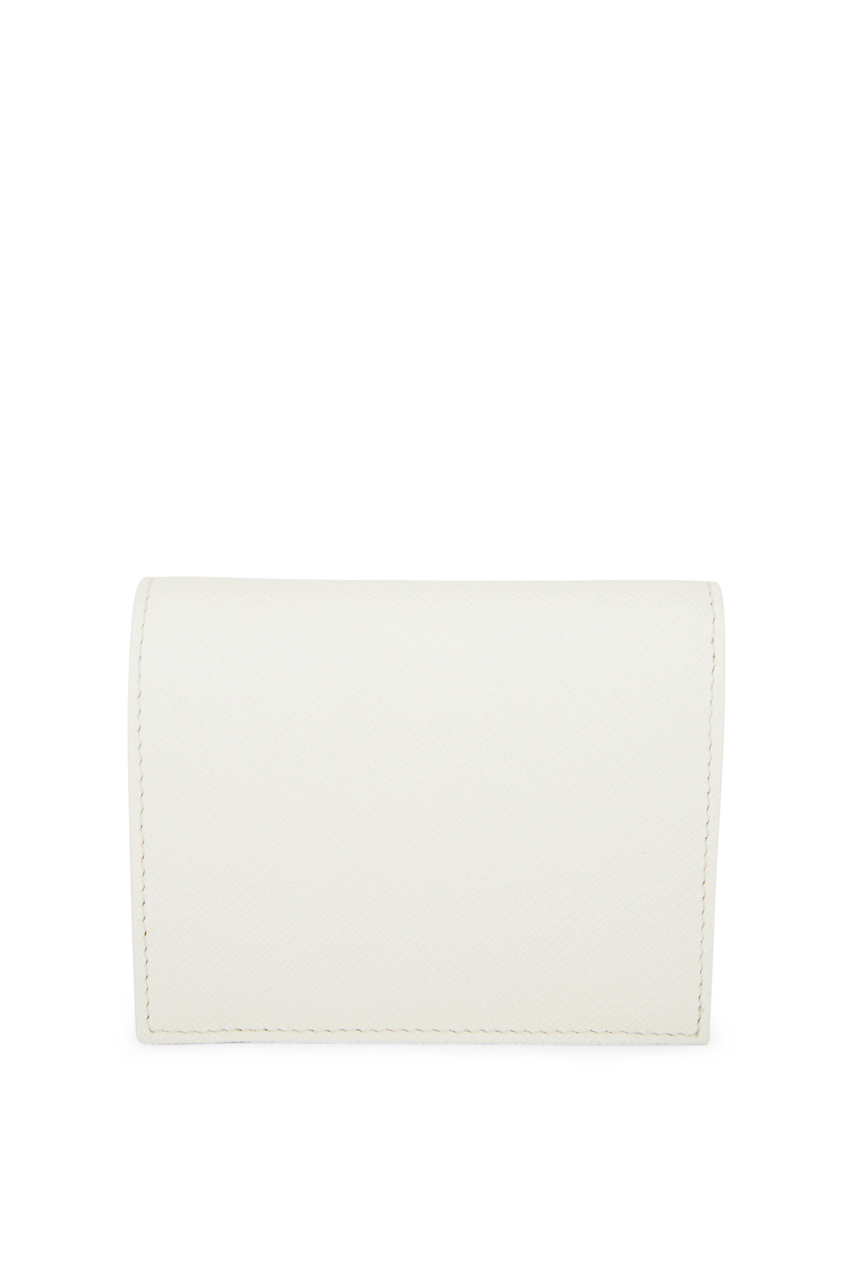 Prada - White Grained Leather Small Fold-Over Wallet