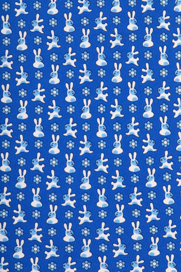 Ferragamo - Blue Bunny Print Silk Necktie