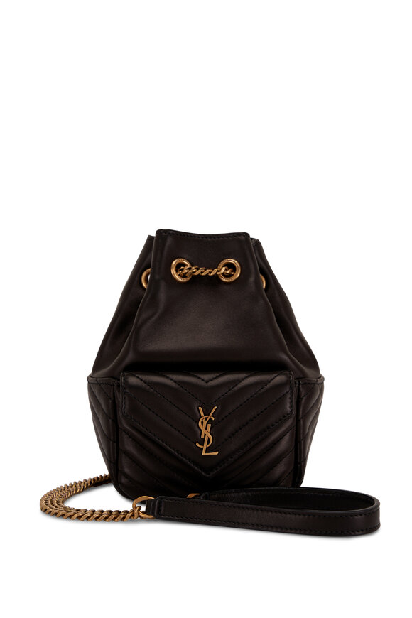 Saint Laurent - Mini Joe Black Quilted Monogram Bucket Bag