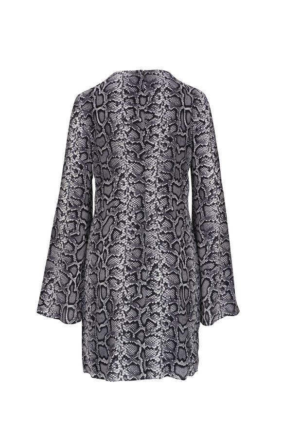 Michael Kors Collection - Cape Sleeve Snake Print Silk Shift Dress 