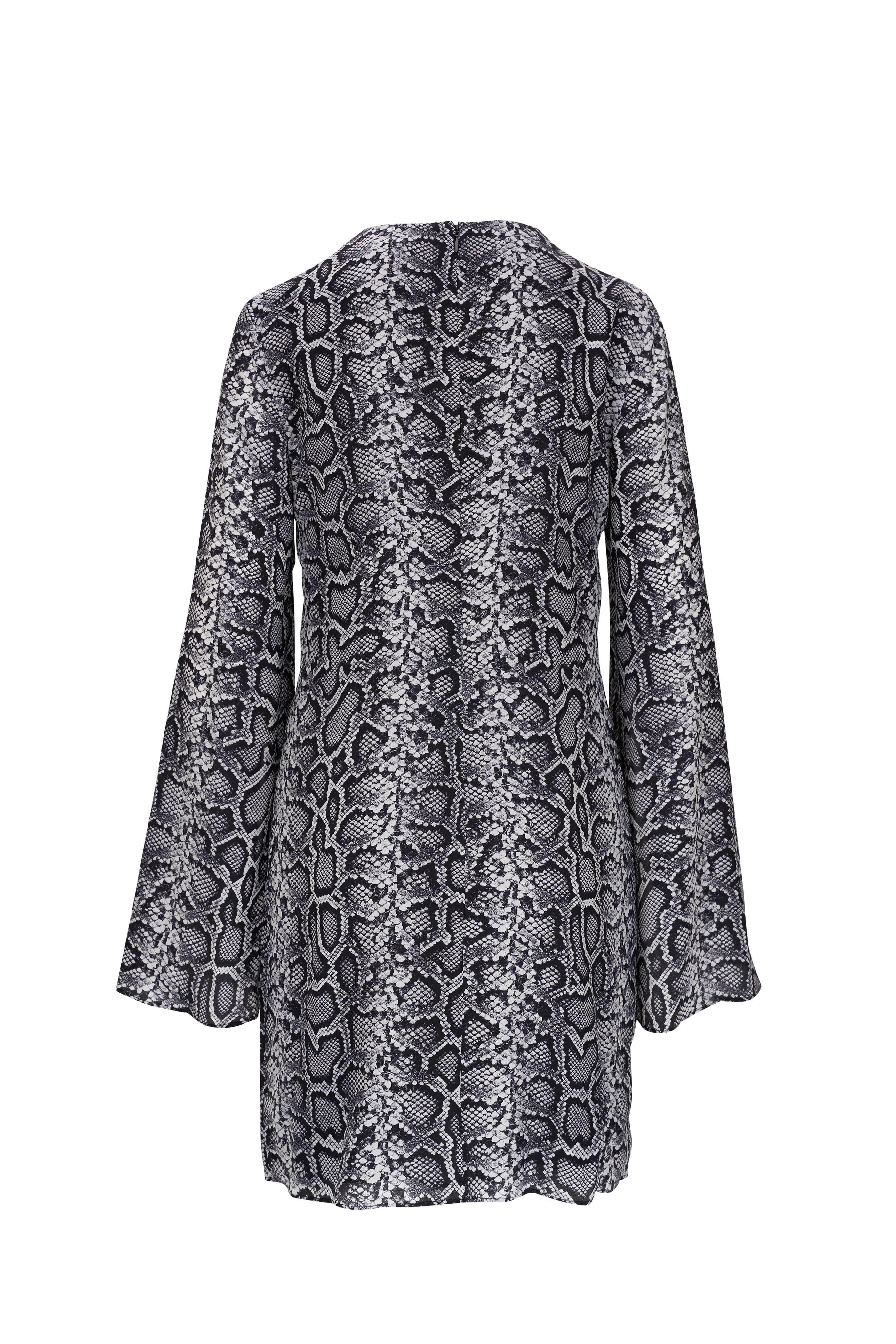 Michael Kors Collection - Cape Sleeve Snake Print Silk Shift Dress