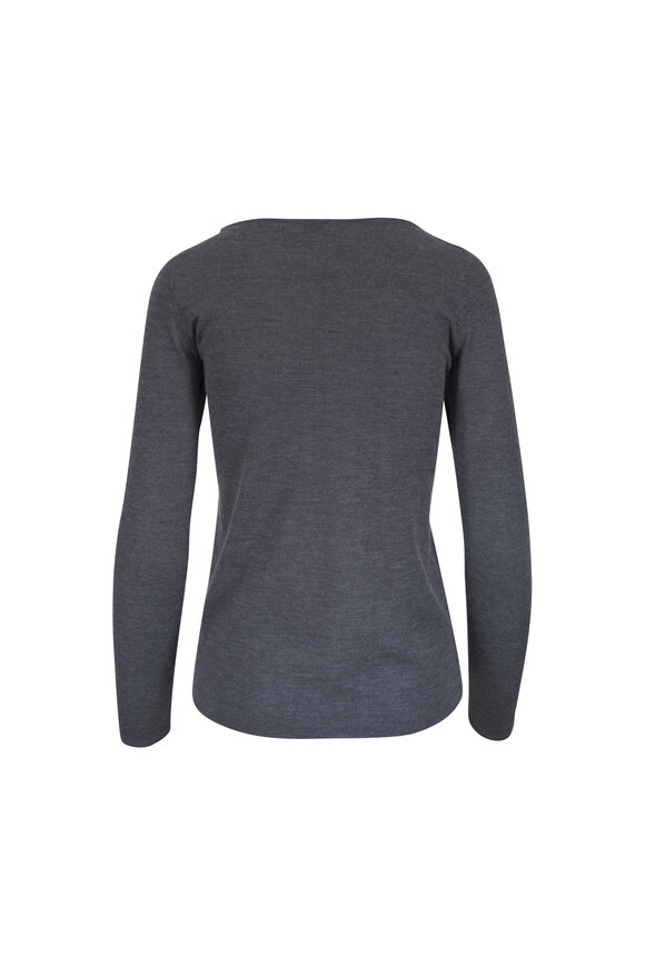 Brunello Cucinelli Charcoal Gray Cashmere Monili Sweater - view 2