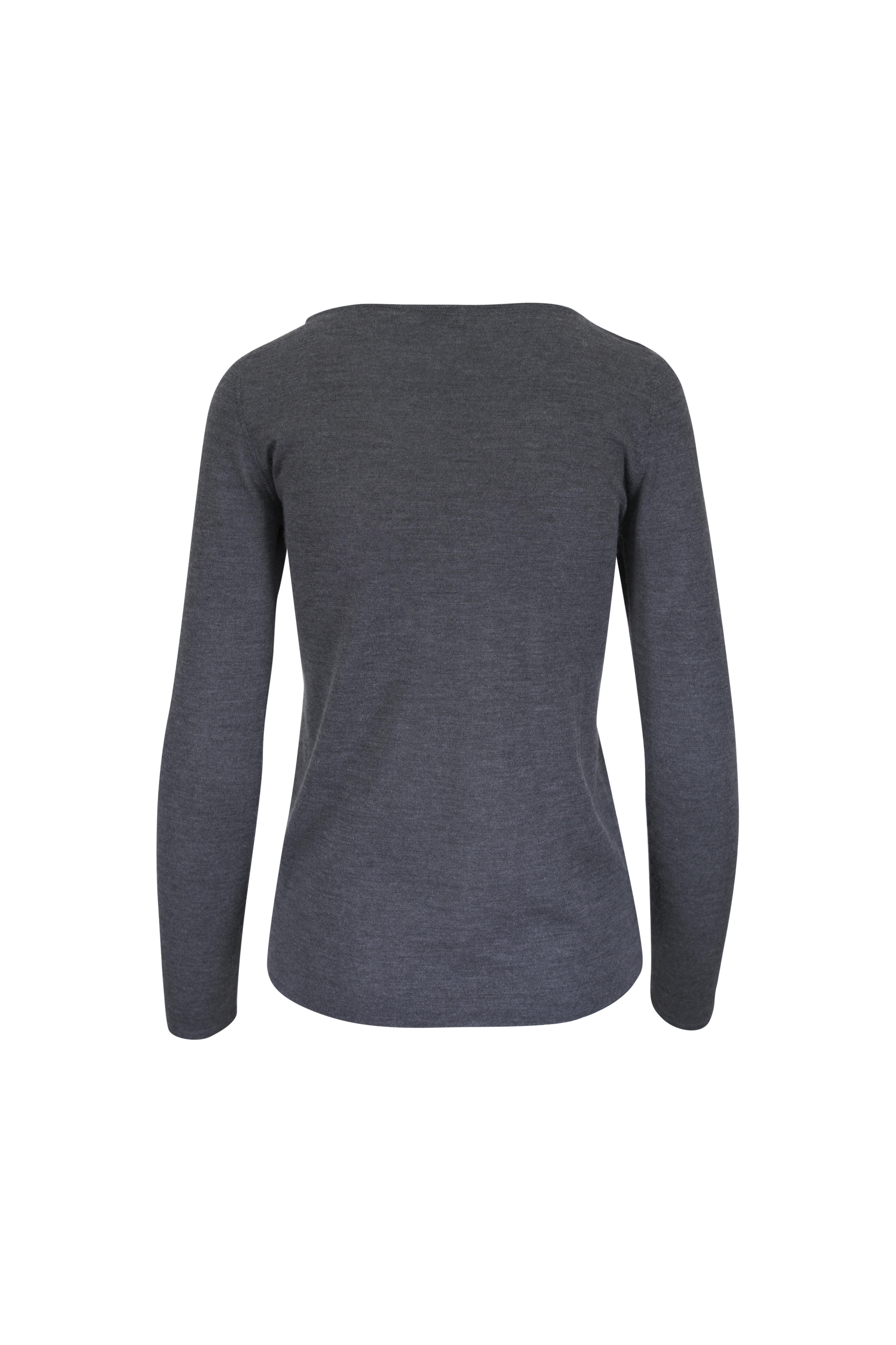 Brunello Cucinelli - Charcoal Gray Cashmere Monili Sweater - view 2