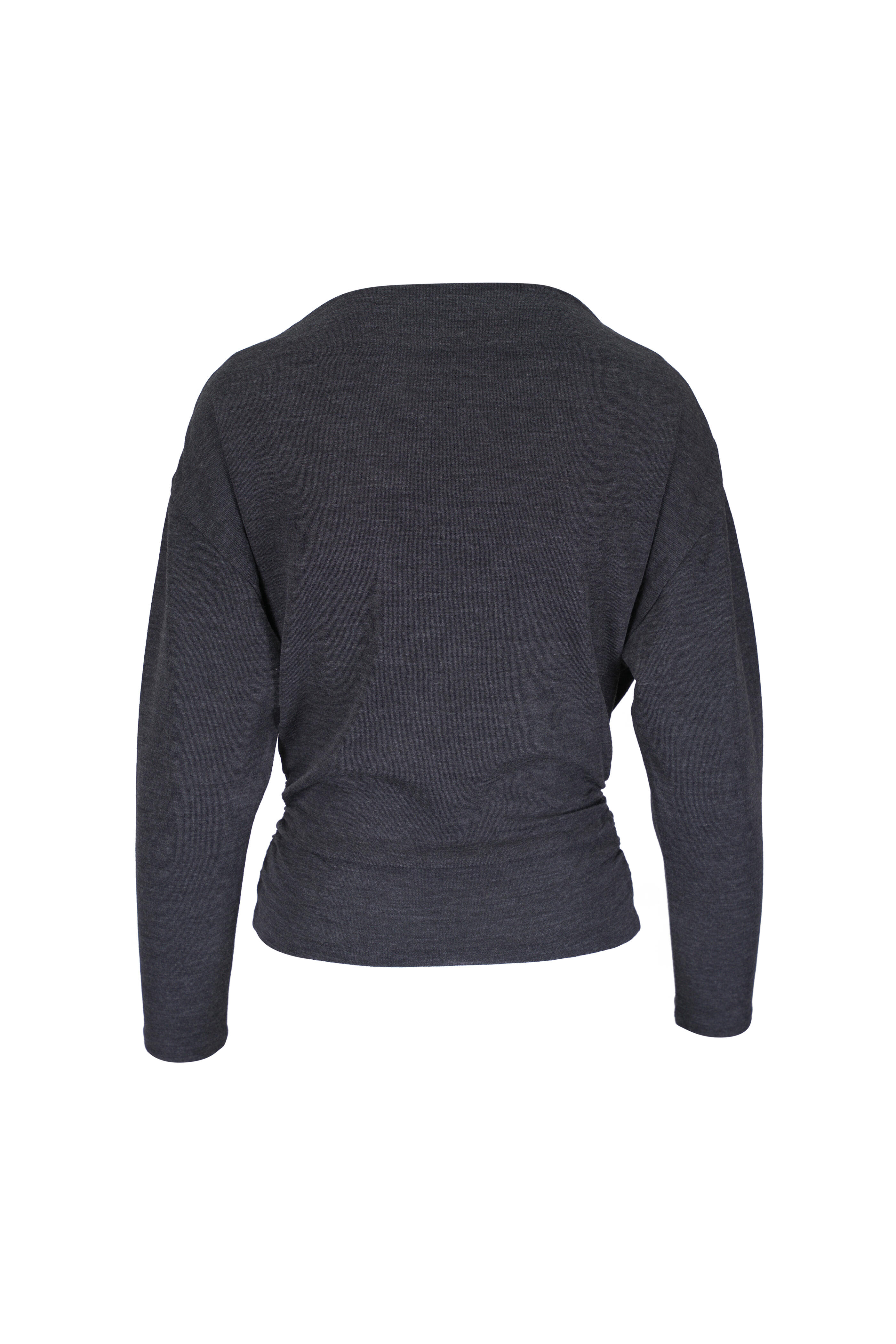 Vince - Dark Heather Gray Draped Slash Neck Top