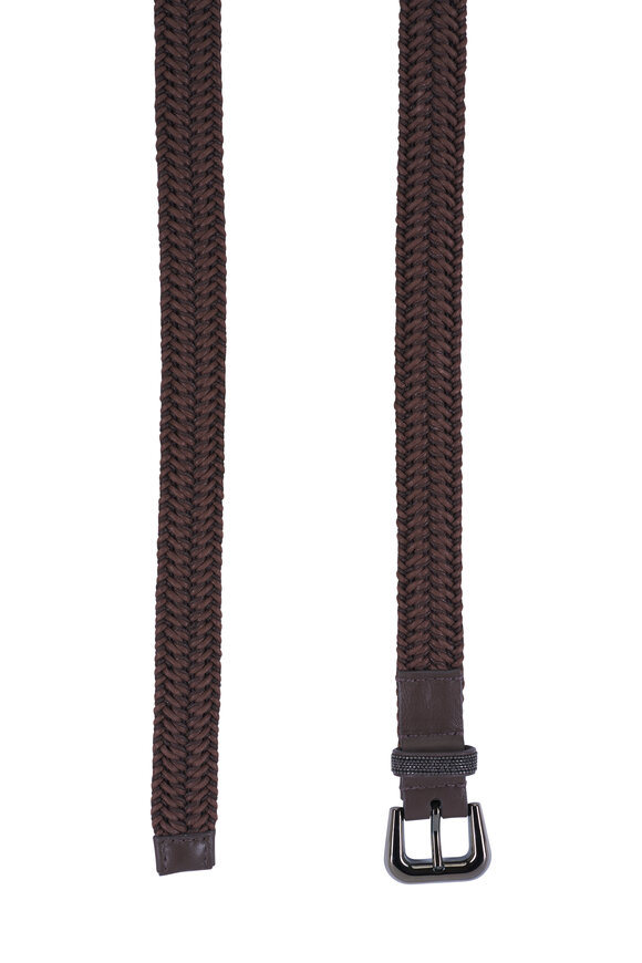 Brunello Cucinelli Woven Brown Leather Belt - view 3