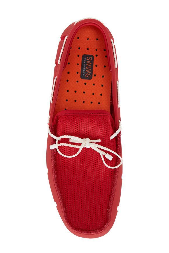 Swims - Signal Red & White Braided-Tie Loafer