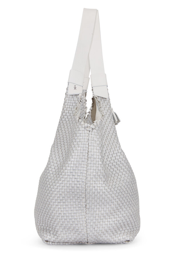 Henry Beguelin - Ardesia White Woven Leather Large Hobo Bag