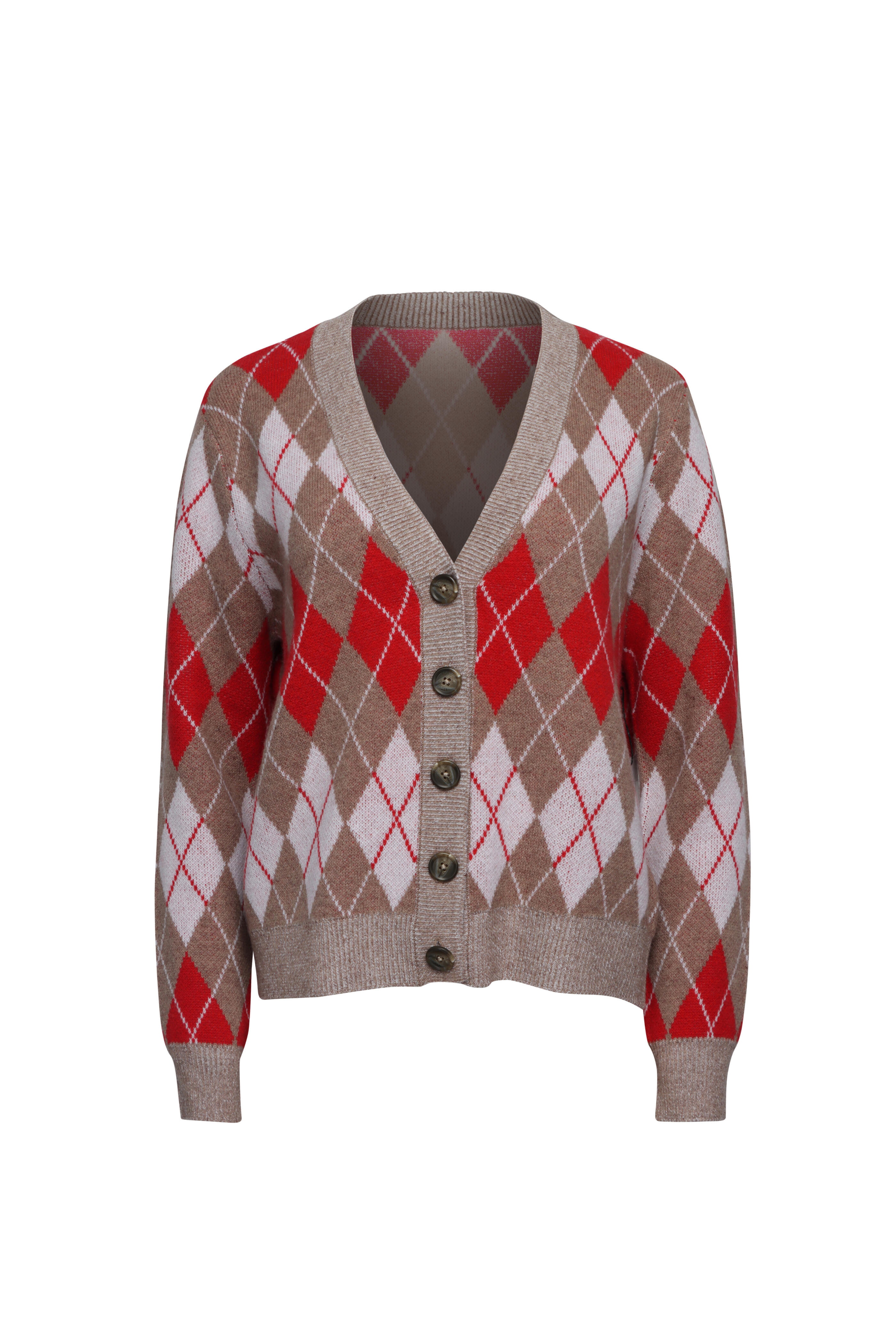 Re/Done - Red Argyle Cardigan