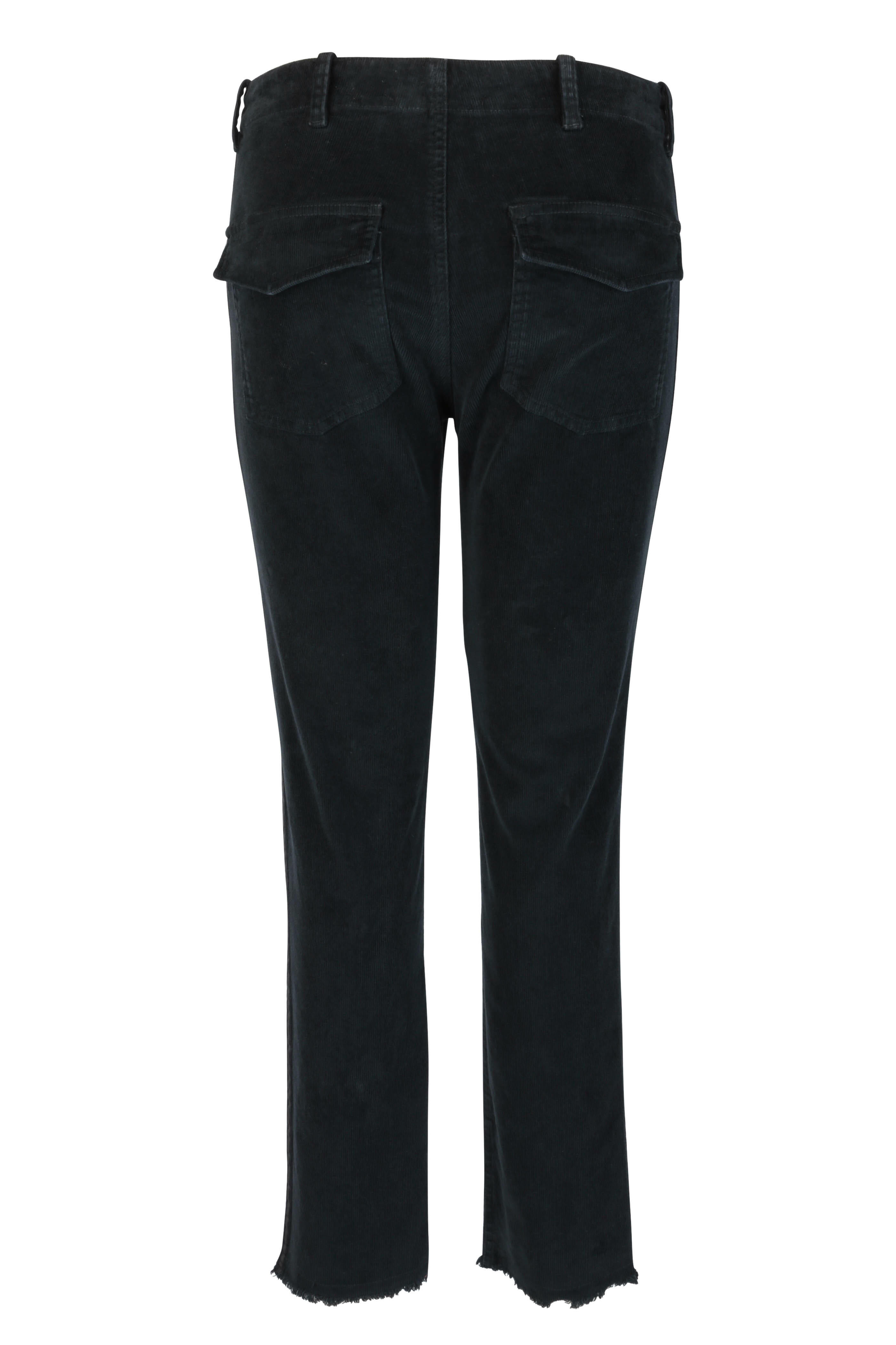 Nili Lotan - Jenna Black Corduroy Raw Edge Hem Cropped Pant