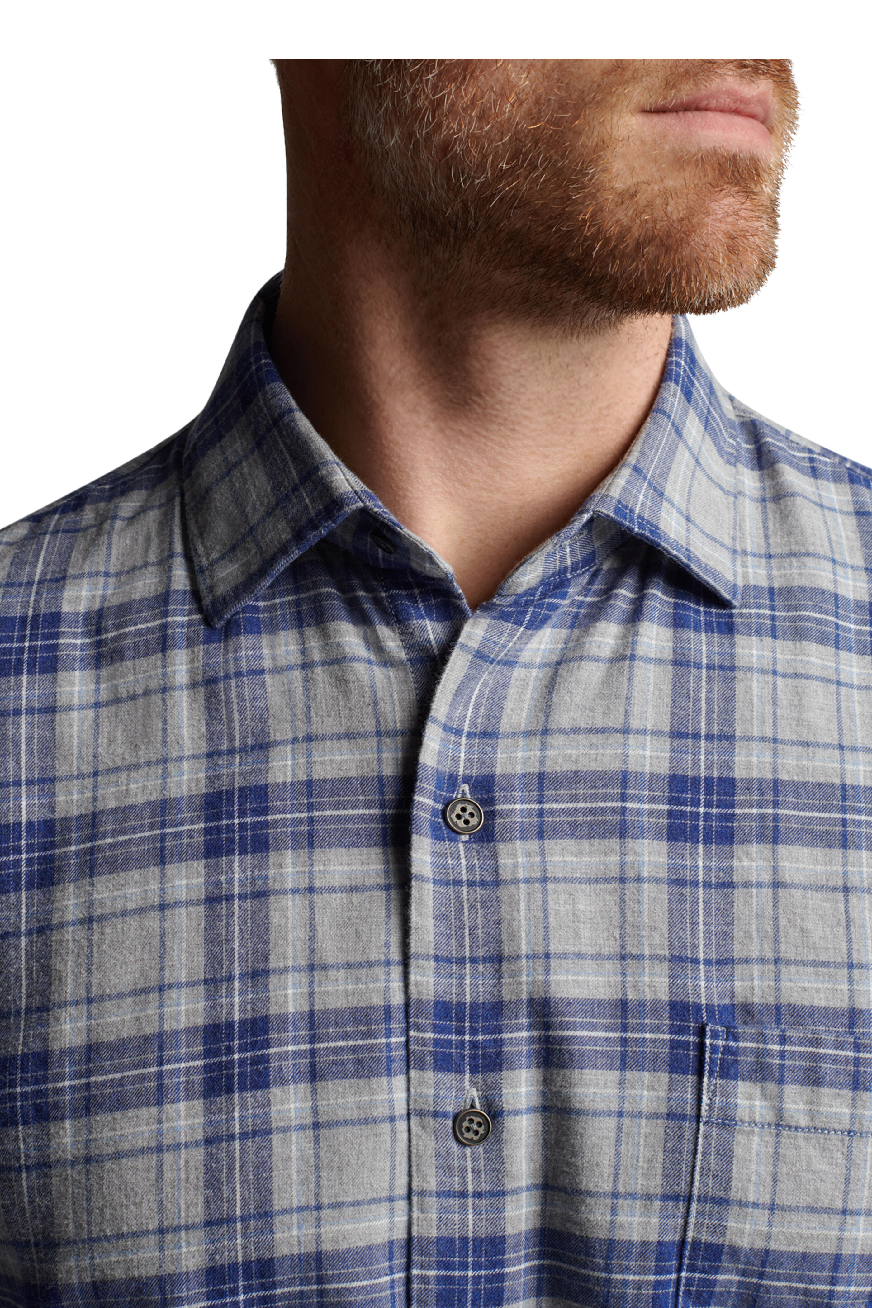 Peter Millar Mountain Gray Eagle Chase Plaid Cotton Sport Shirt