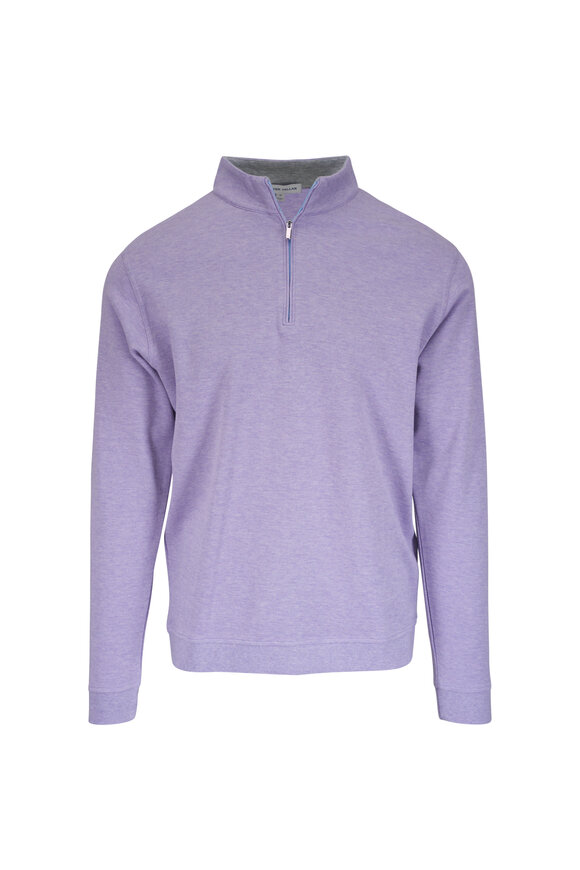 Peter Millar Crown Comfort Violet Cotton Quarter Zip Pullover - view 1