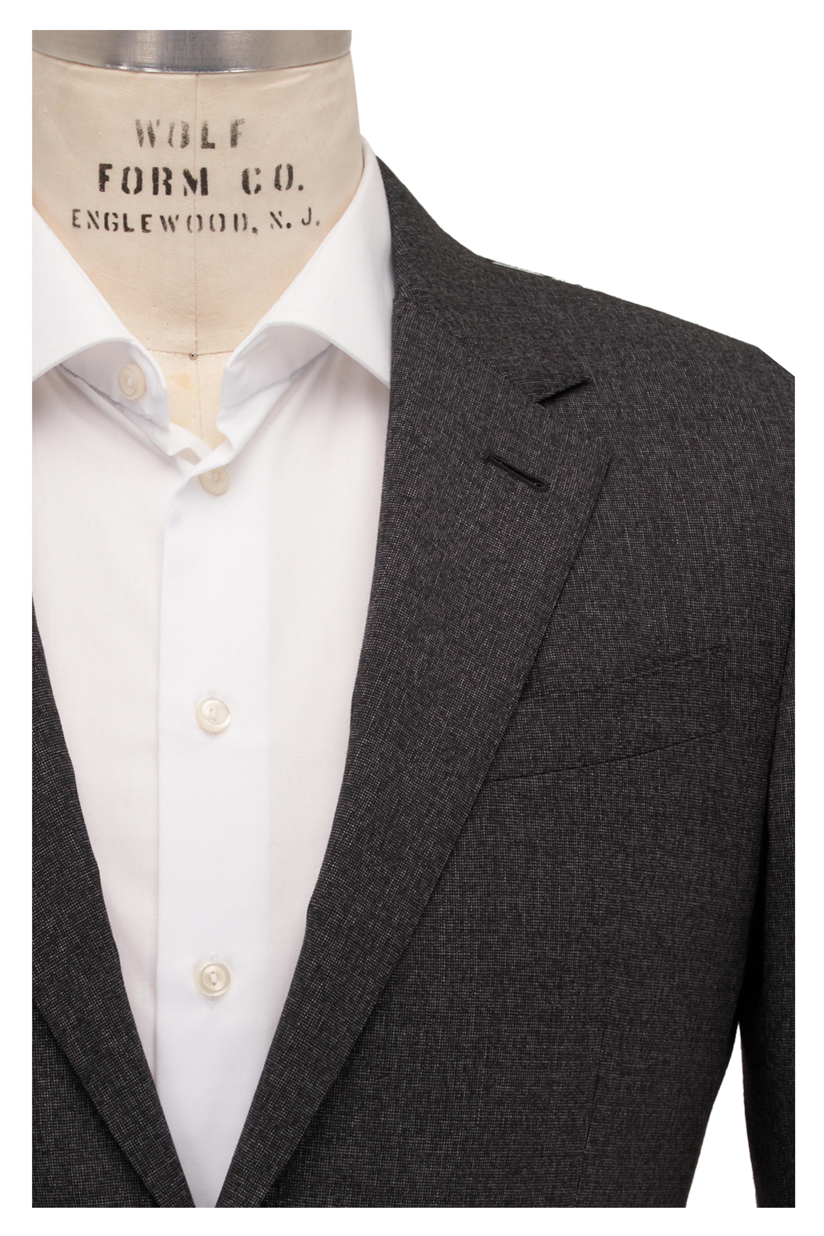 Zegna - Solid Charcoal Fancy Stretch Wool Suit | Mitchell Stores