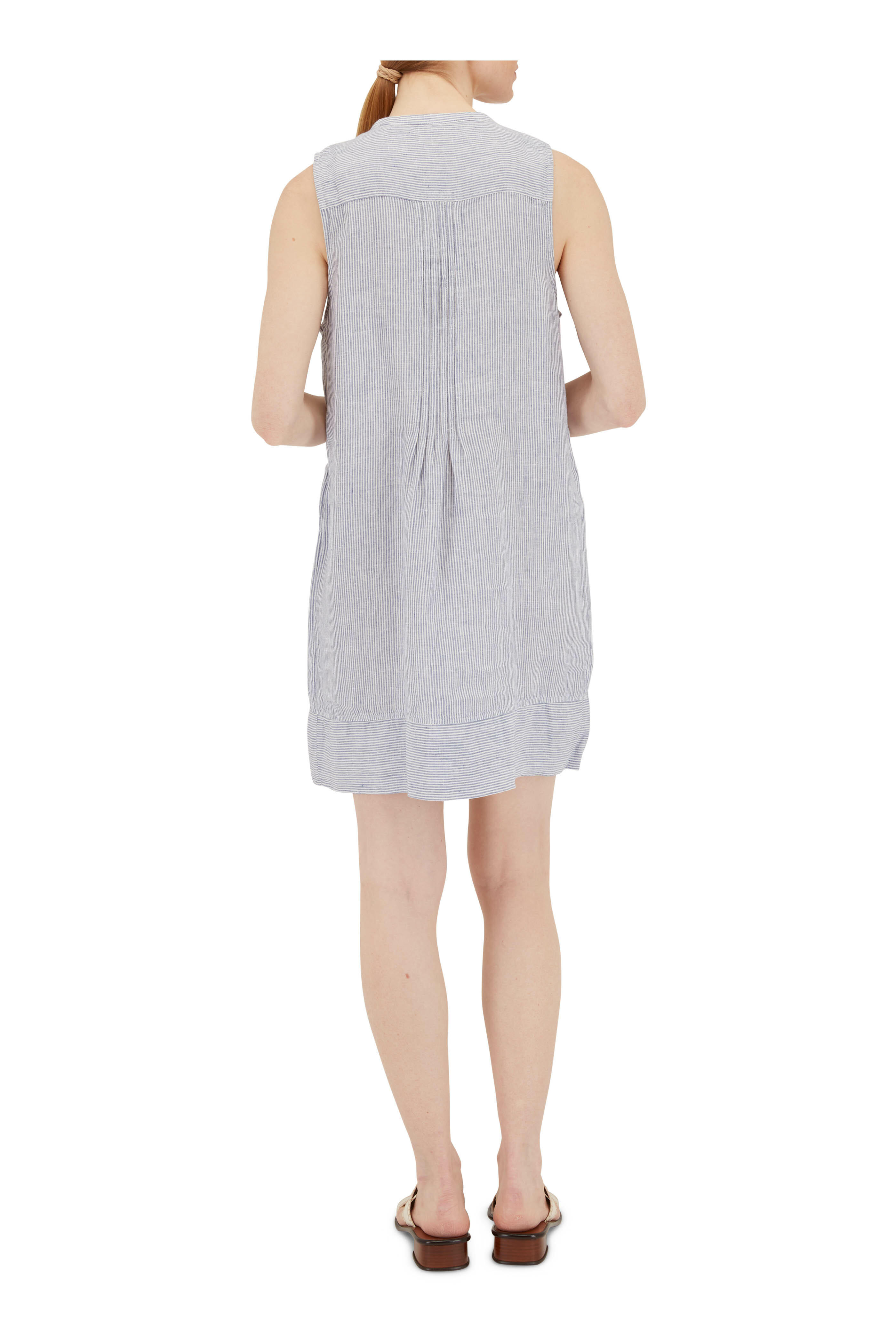 Faherty Brand - Isha Blue & White Stripe Linen Dress