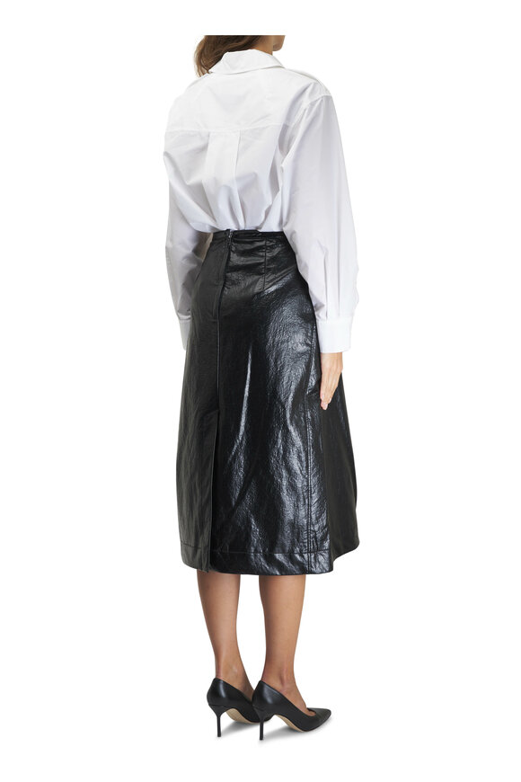 3.1 Phillip Lim - Black Patent Crinkle Midi Skirt 