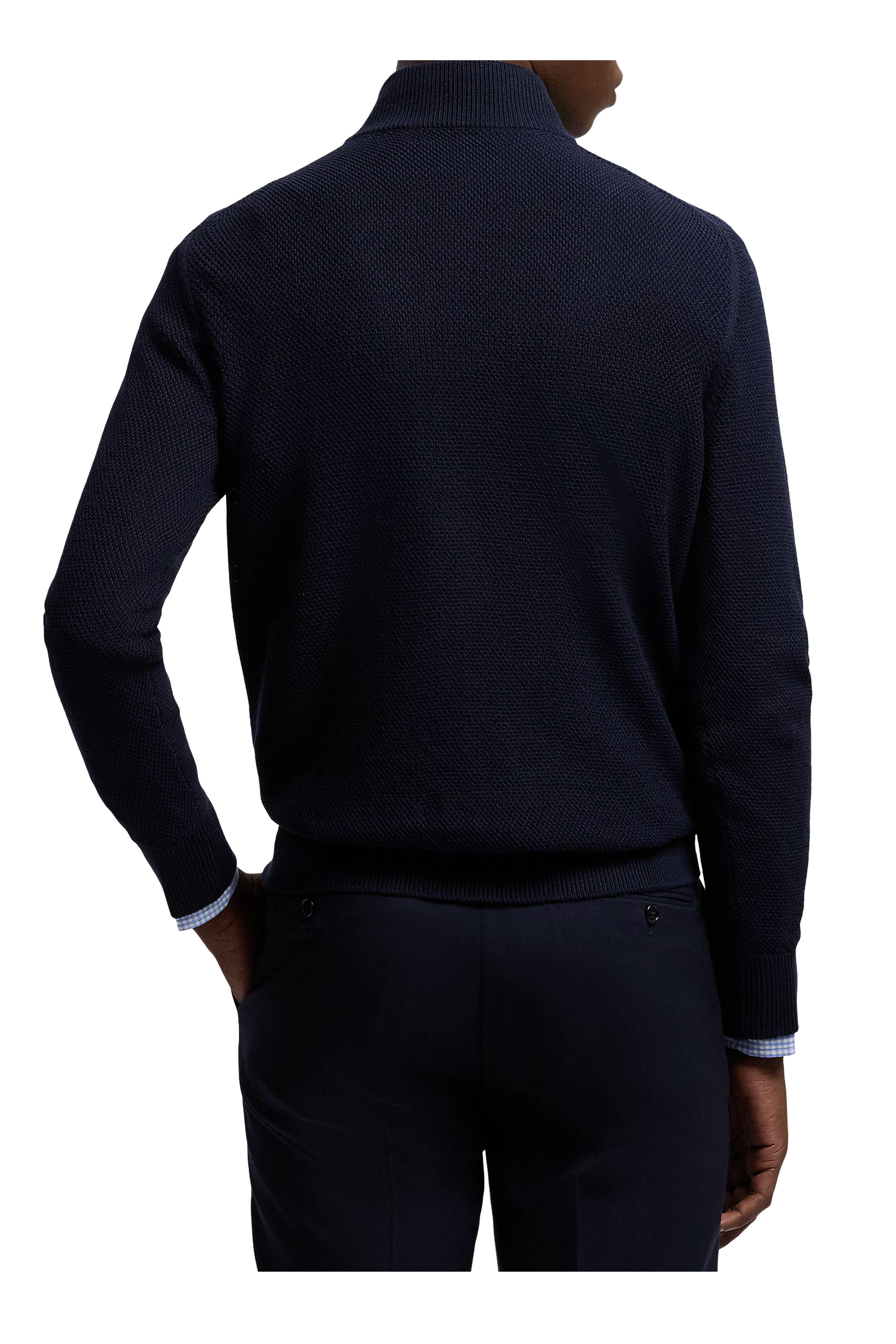 Ralph Lauren Purple Label - Blue Textured Silk & Cotton Quarter-Zip Pullover