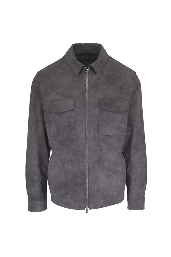 Marco Pescarolo Gray Faux Suede Tech Jacket - view 1