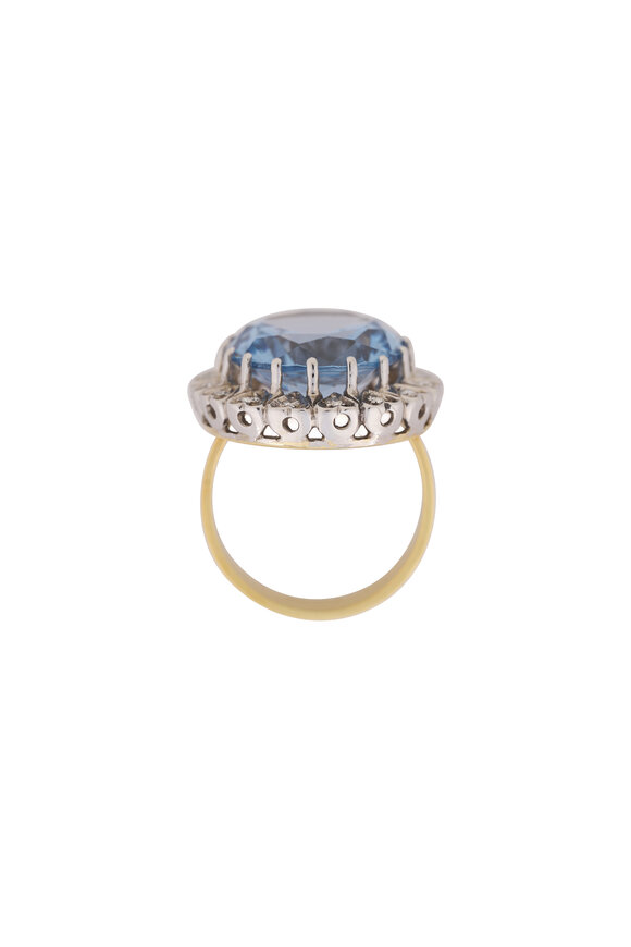 Renee Lewis 18k Yellow Gold Diamond & Blue Topaz Ring - view 2