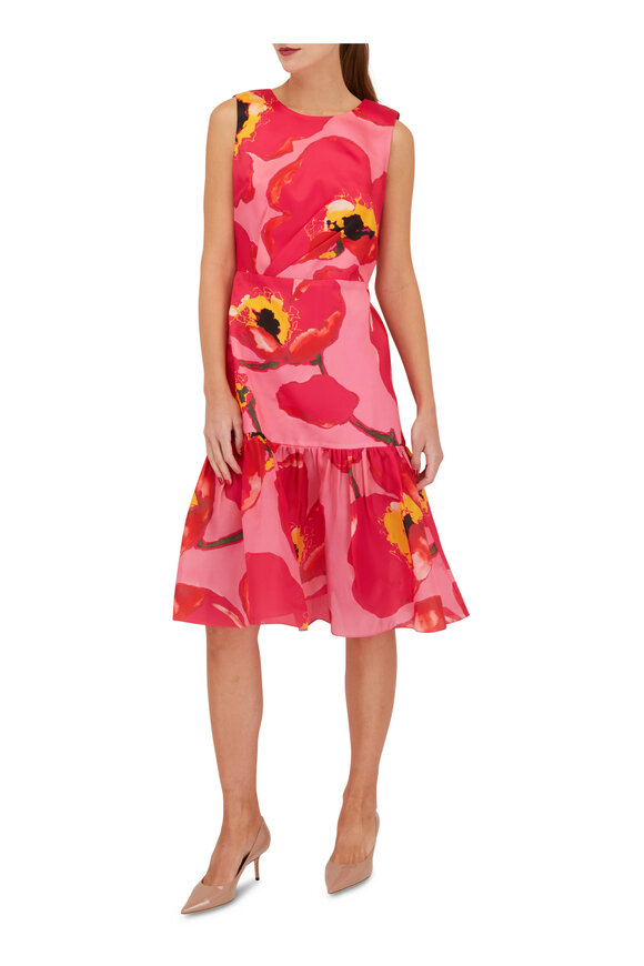 Carolina Herrera - Floral Pink Silk Georgette Dress