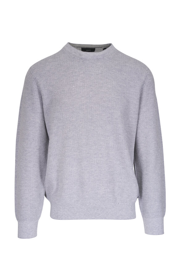 Vince Heather Gray Geo-Jacquard Crewneck Sweater