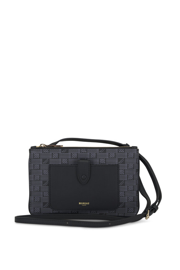 Moreau Paris Promenade Black Double Pouch Crossbody Bag 