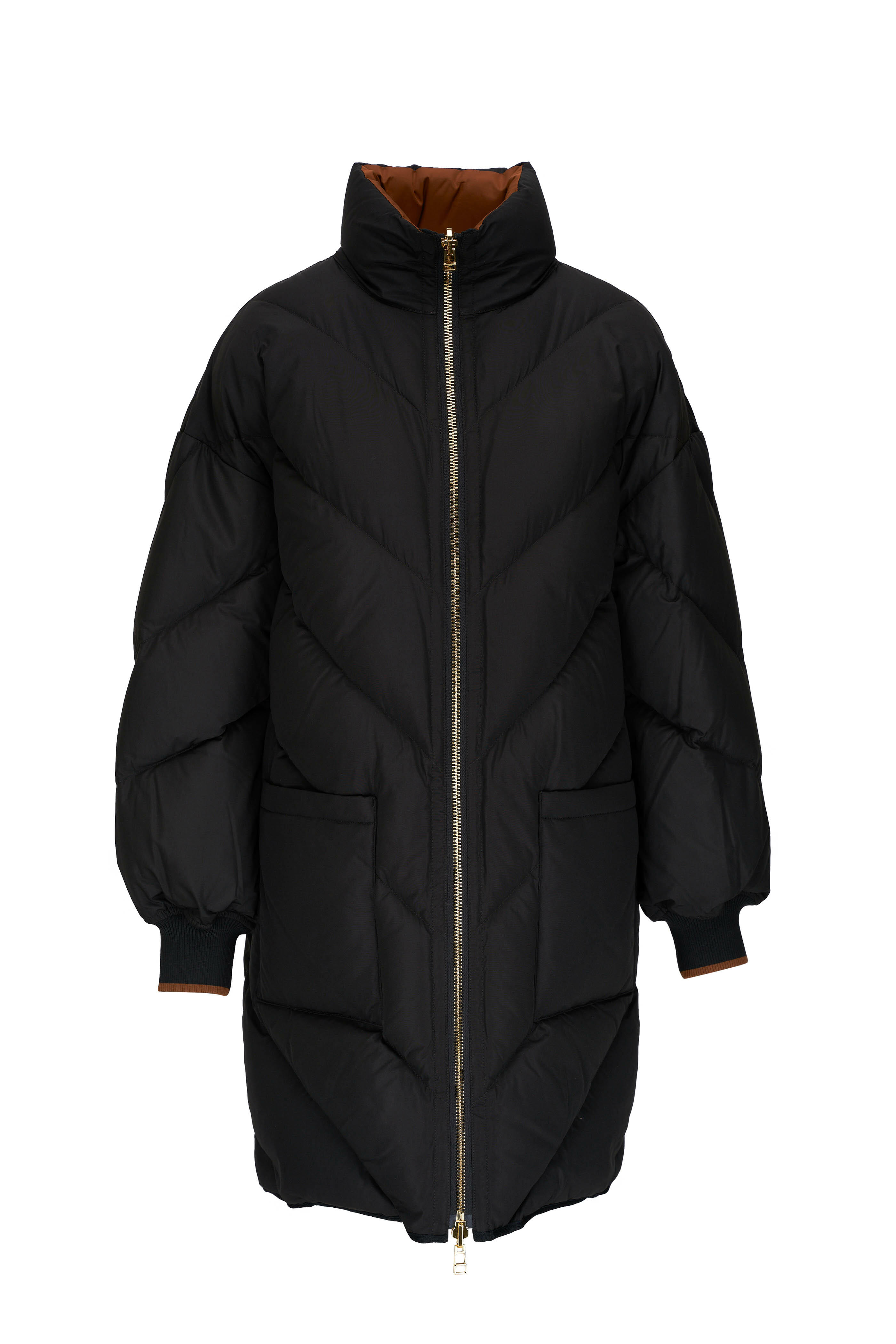 Veronica Beard Shanna Reversible Puffer | Black|Dark Ochre