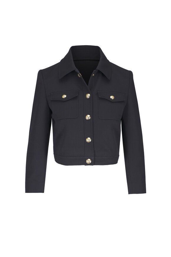 Nili Lotan Edna Black Cropped Wool Jacket