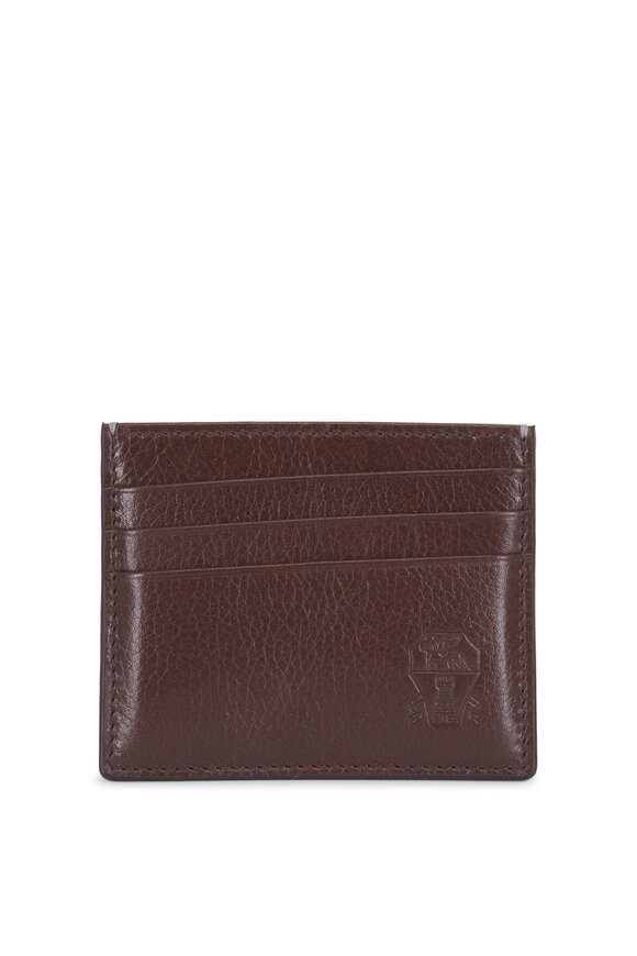 Brunello Cucinelli Dark Brown Leather Card Case - view 1