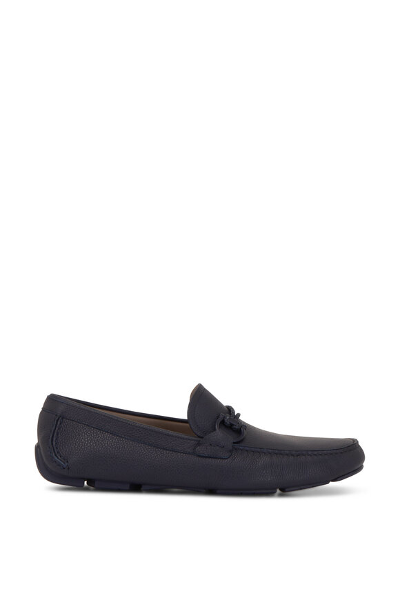 Ferragamo - Front 4 Blue Marine Leather Driving Loafer