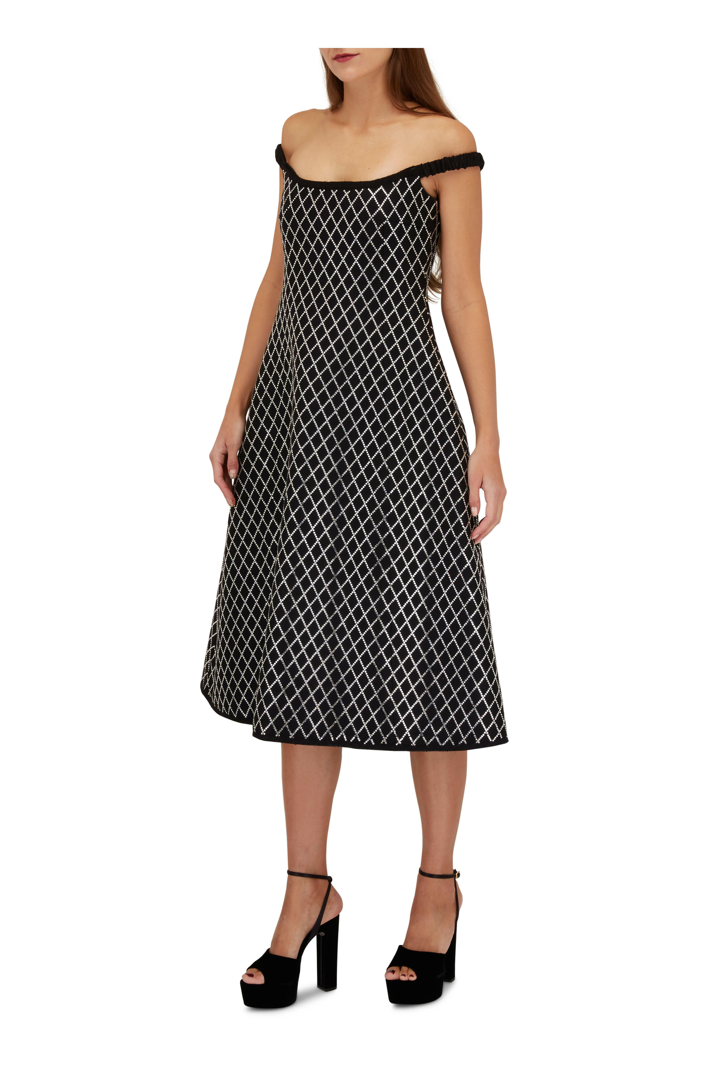 Khaite - Uma Black With Crystals A-Line Dress