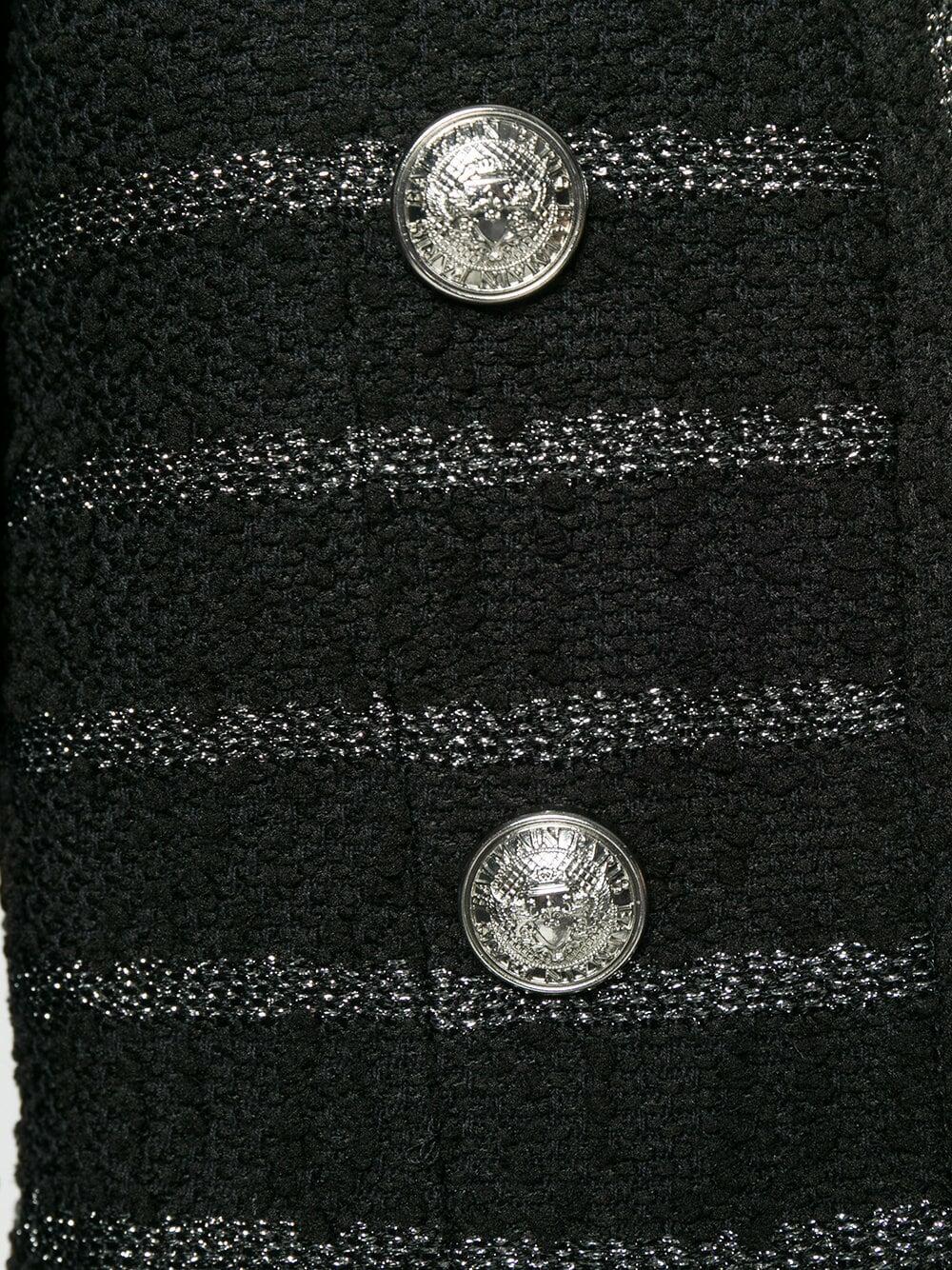 Balmain - Black & Metallic Striped Bouclé Short Jacket