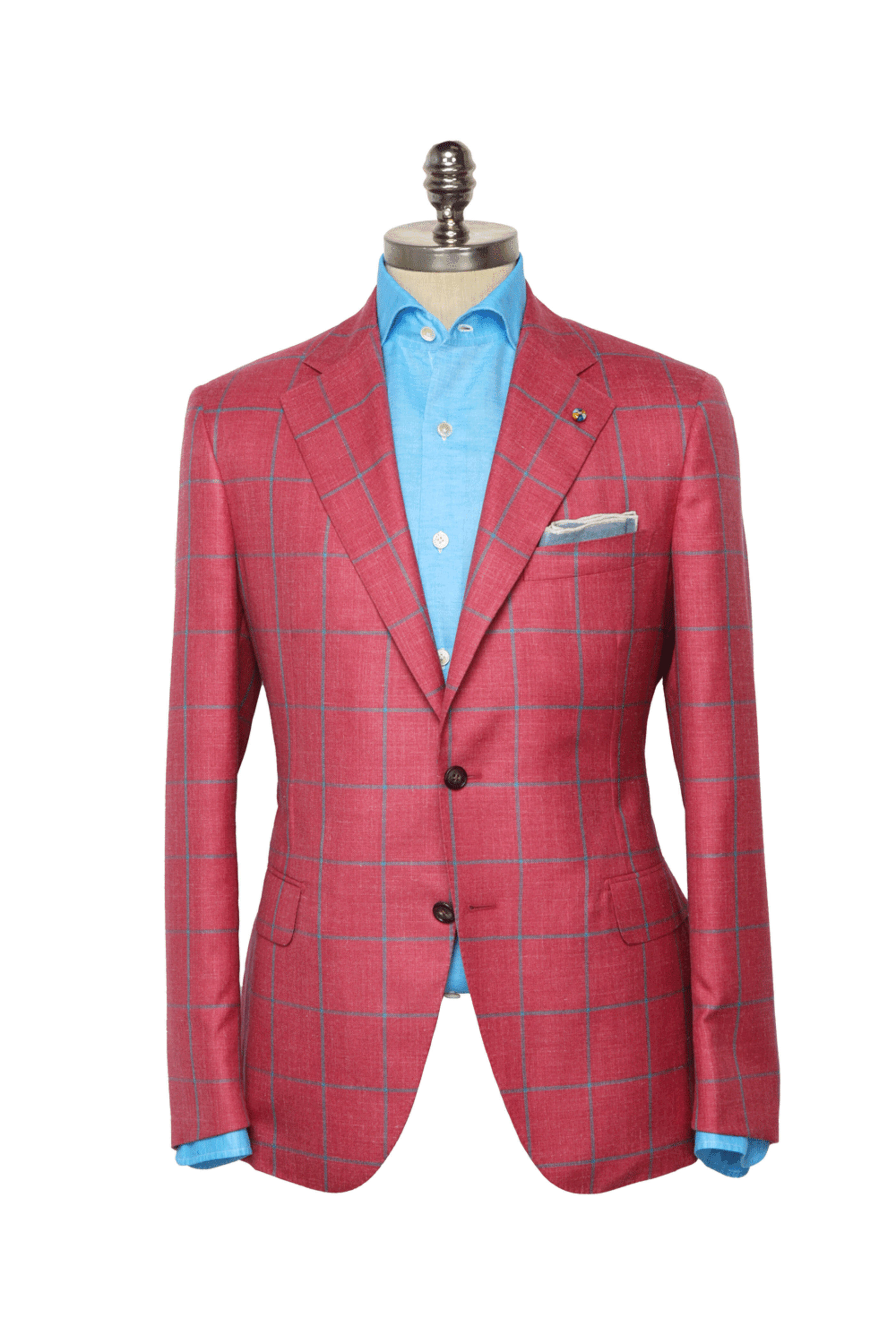 Belvest - Cranberry & Teal Windowpane Sportcoat