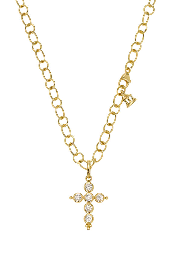 Temple St. Clair - 18K Yellow Gold Diamond Cross Pendant