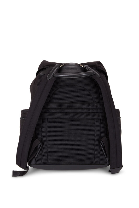 Zegna - Black Nylon & Pelle Tessuta Backpack 