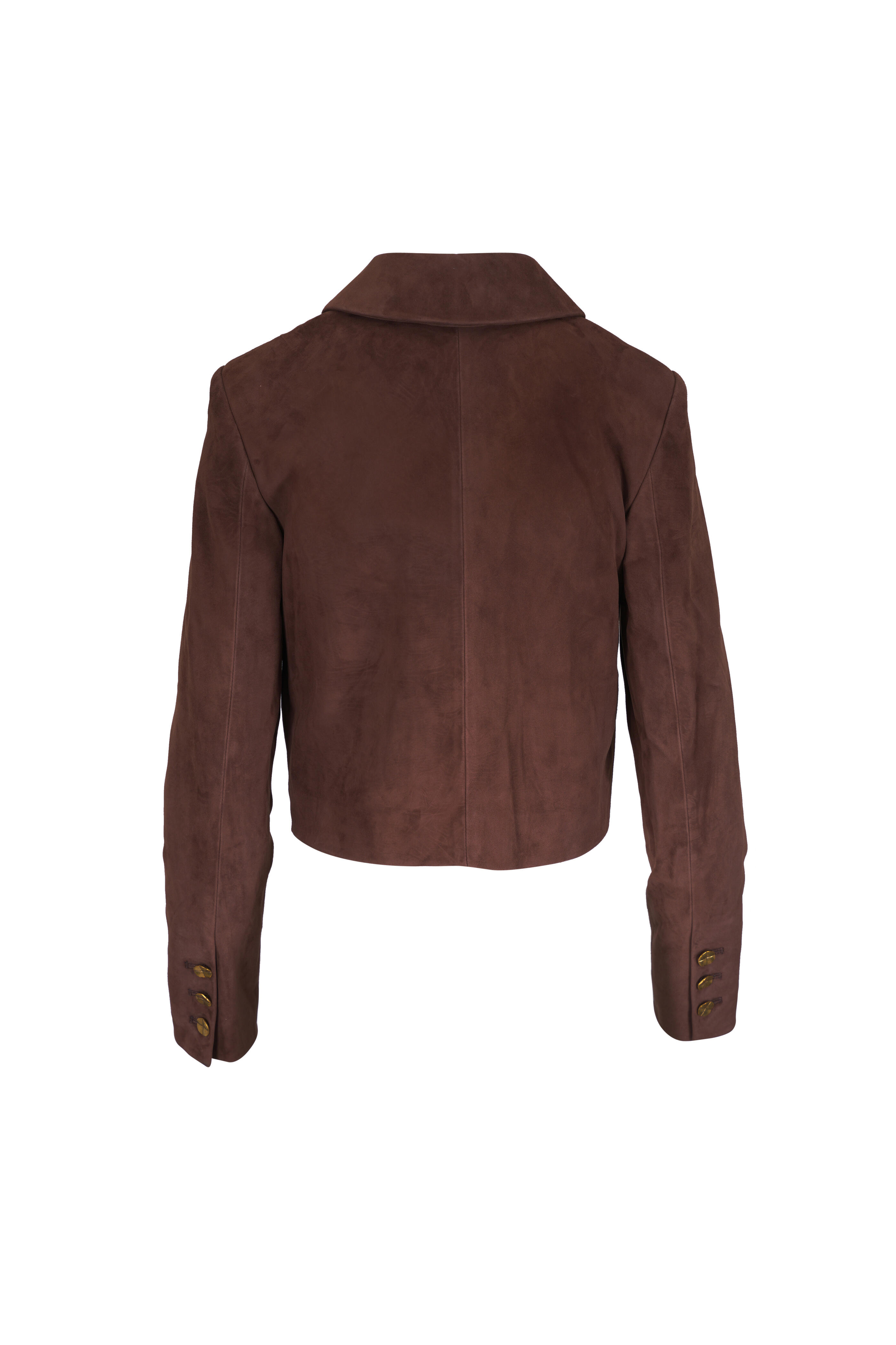 Altuzarra - Astley Dark Brown Cropped Leather Jacket