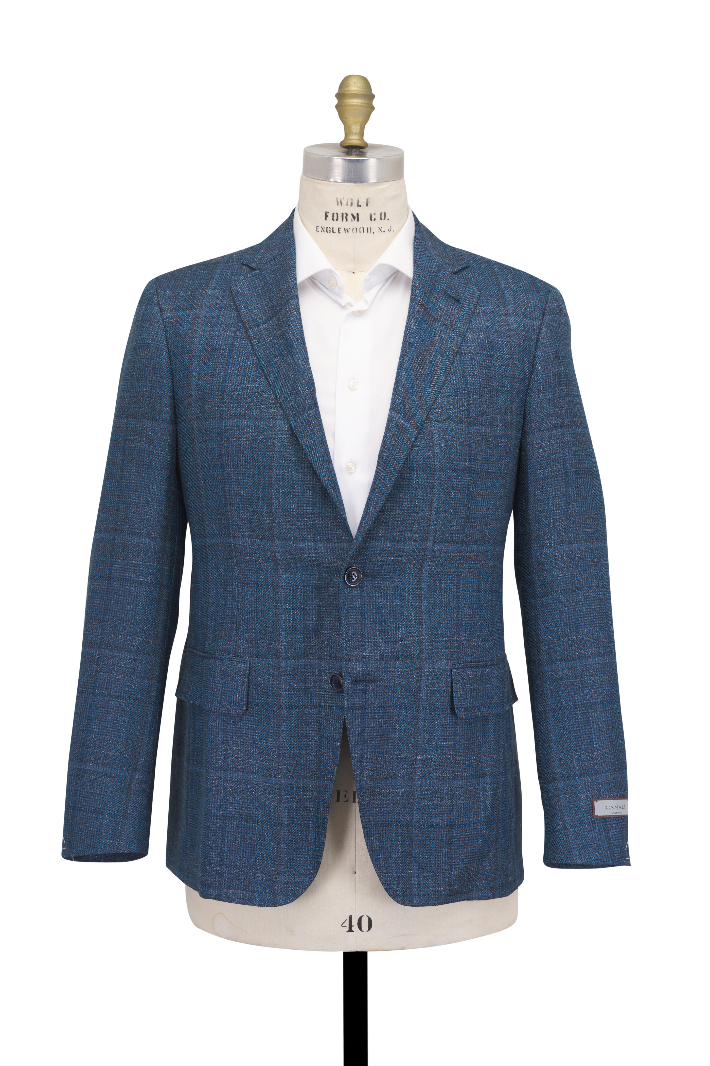 Canali - Kei Blue Plaid Wool, Silk & Linen Sportcoat