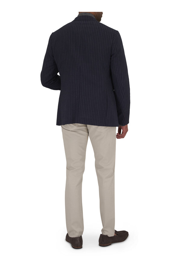 Isaia - Navy Striped Seersucker Cotton Sportcoat