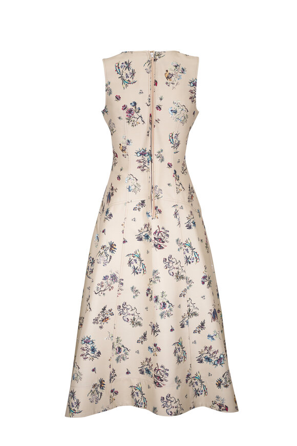 Adam Lippes - Harlow Khaki Floral Cotton & Silk Dress