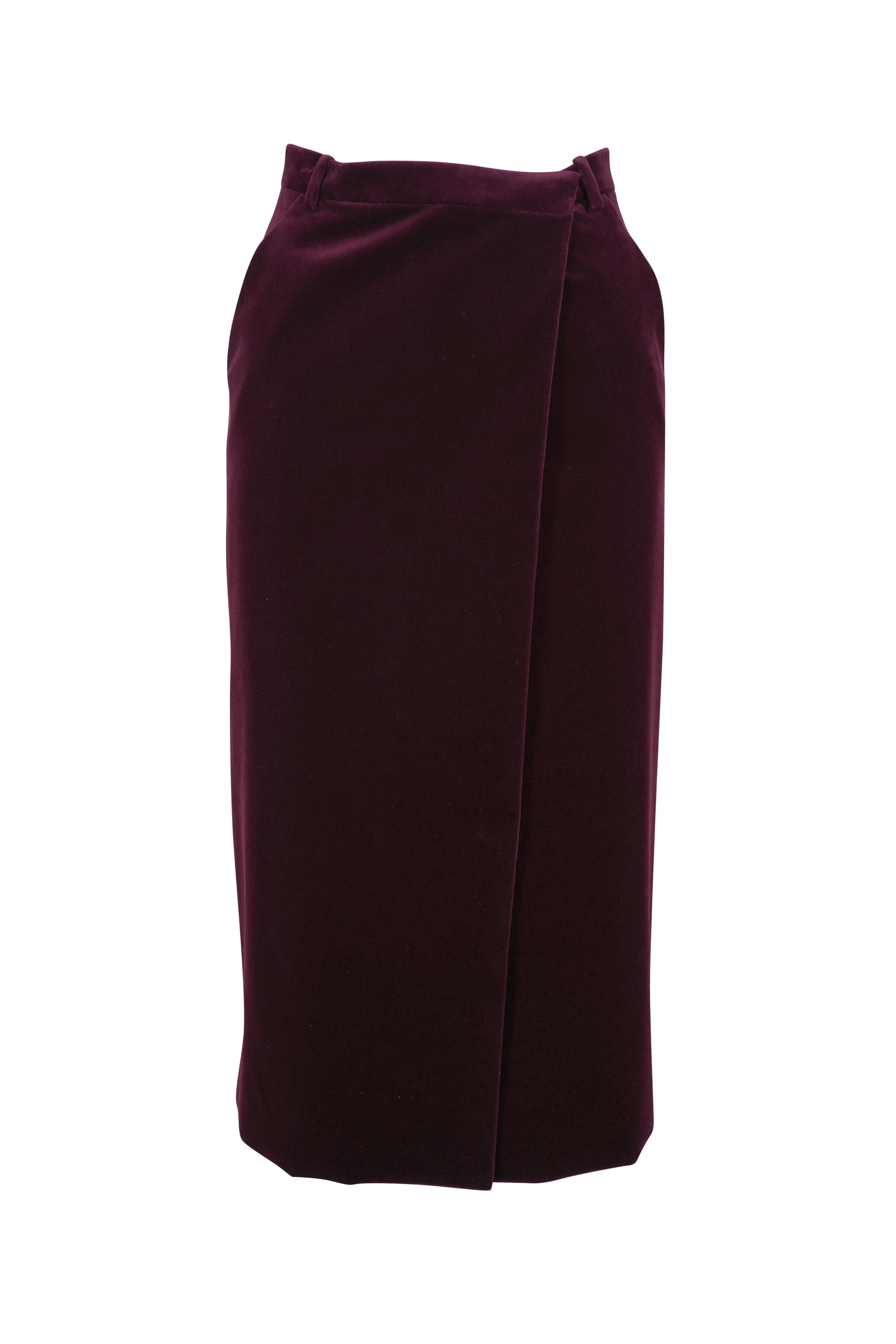 Saint Laurent - Burgundy Velvet Wrap Skirt