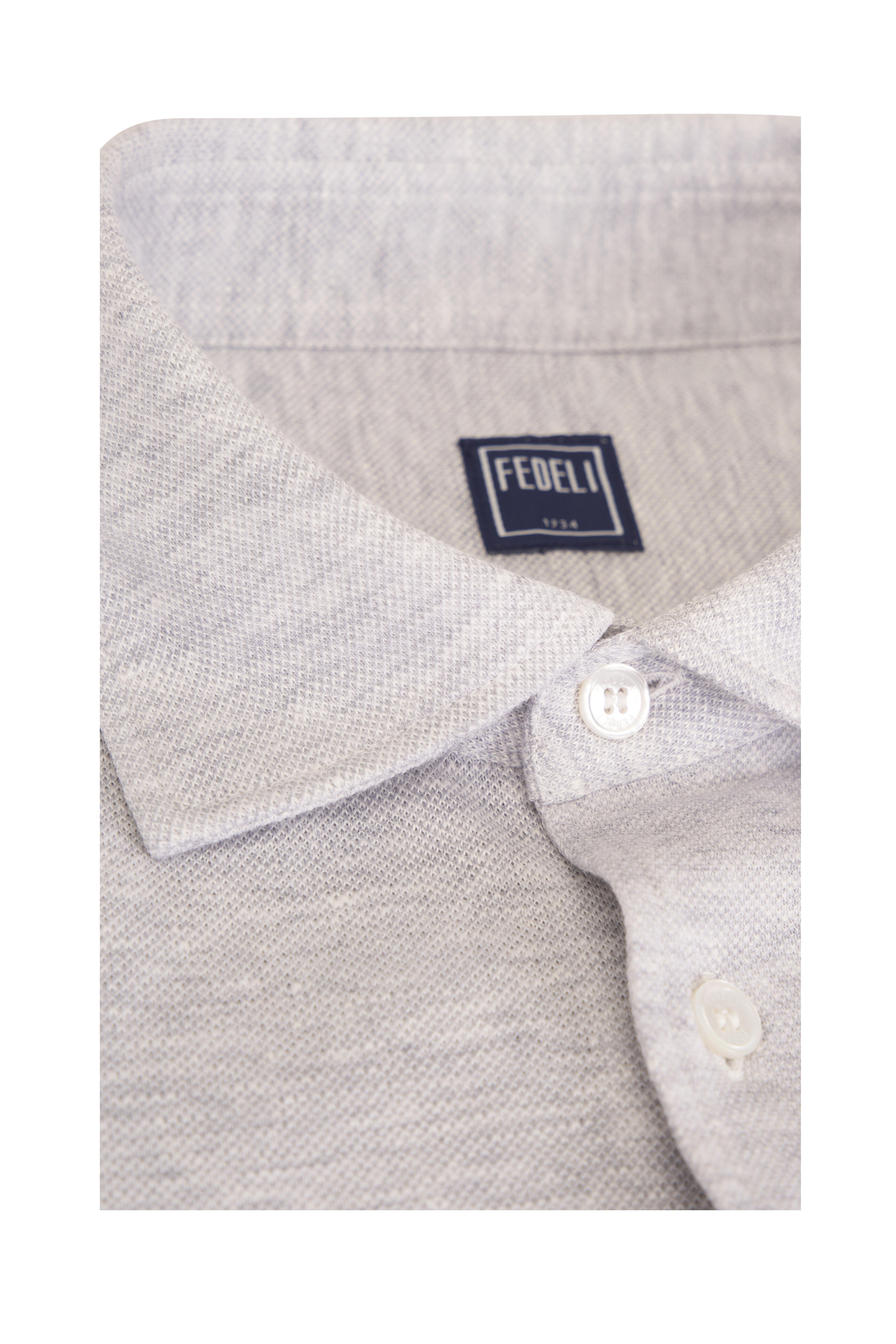 Fedeli - Light Gray Linen & Cotton Pique Sport Shirt
