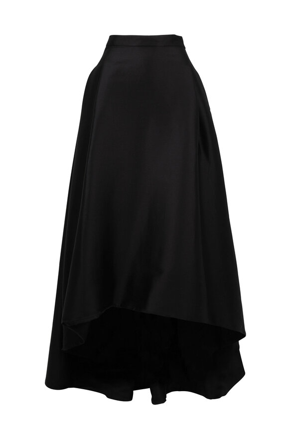 Carolina Herrera - Black Cotton & Silk High-Low Evening Skirt