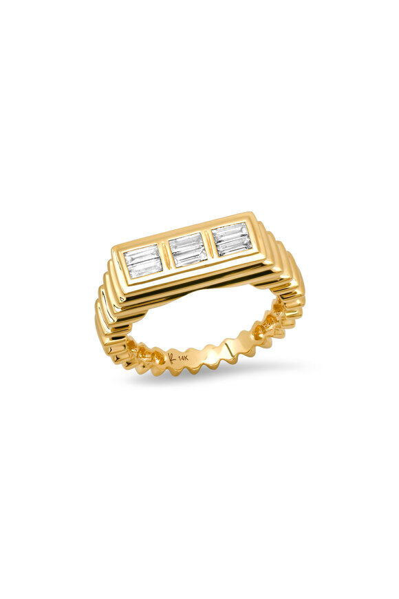 Helena Rose 14k Yellow Gold Fluted Diamond Ring
