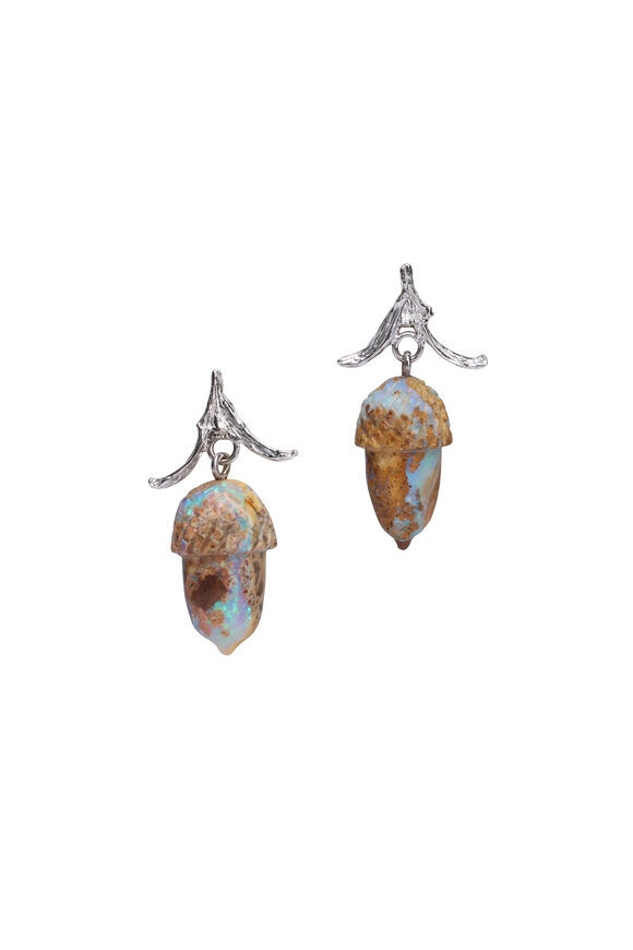 K. Brunini Jewels Carved Opal Acorn Earrings - view 1