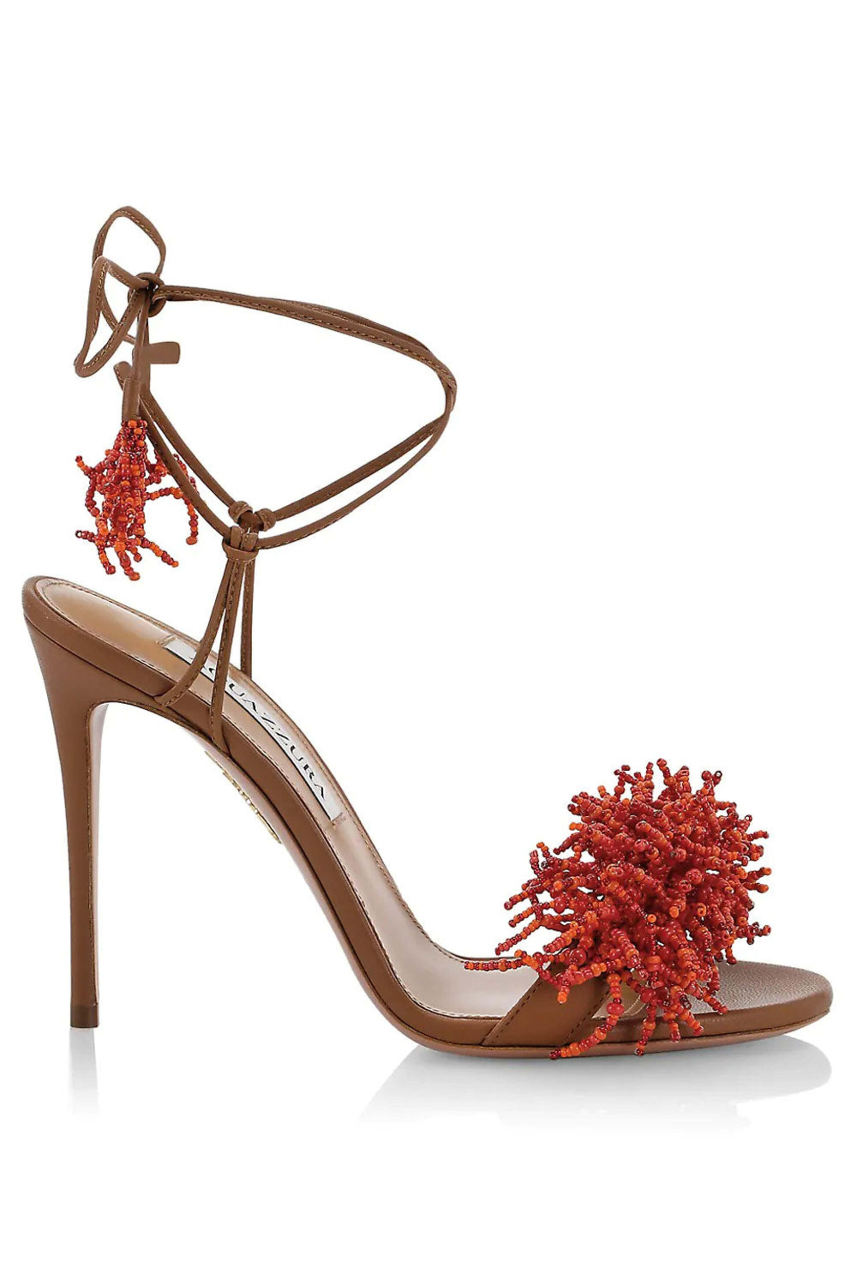 Aquazzura - Panarea Beaded Sandal in Cuoio