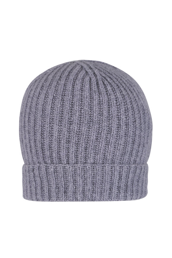 Fratelli Piacenza Gray Ribbed Cashmere Beanie - view 1