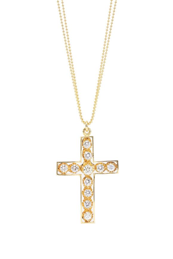 Renee Lewis Antique Diamond Cross Two Chain Necklace - view 2