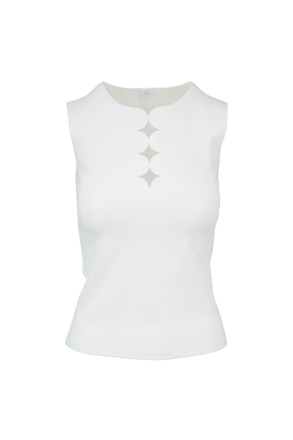 Akris Punto - White Scallop Cut Out Sleeveless Top