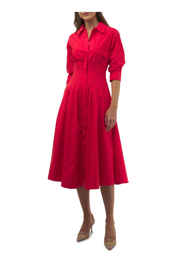 Jonathan Simkhai - Jazz Pintuck Fire Red Midi Dress